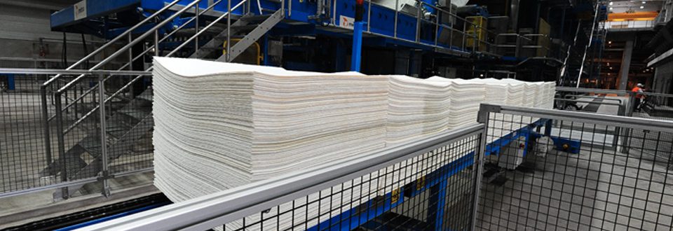 Pulp sheets ready to be packaged into bales at Mercer Stendal, Arneburg, Germany