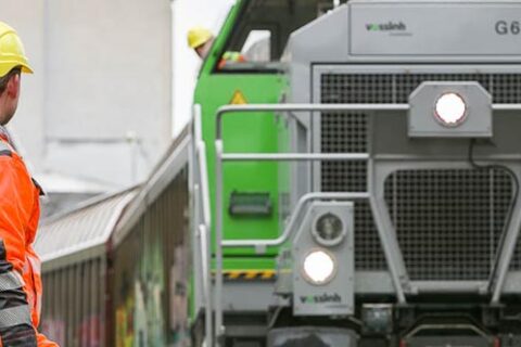 Mercer Rosenthal operator watches train as it approaches the pulp mill