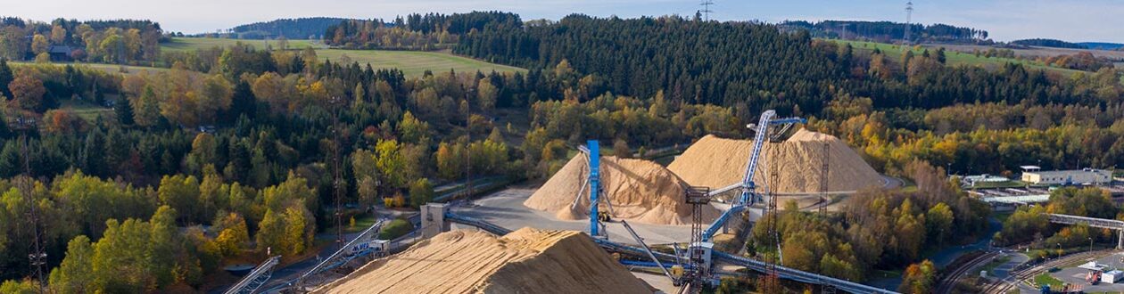Chip conveyors carrying softwood chips onto chip piles at the Mercer Rosenthal pulp mill, Rosenthal am Rennsteig, Germany