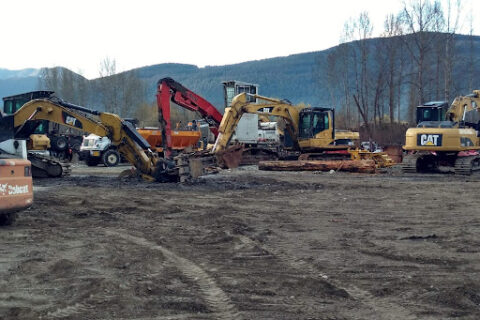Mercer Forestry Services equipment parked in the yard for 2022 spring break-up