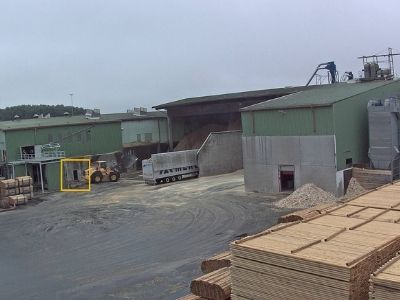 Mercer Timber Products yard in Friesau, Germany, noted after a incident with a loader reversing dangerously close to an exit door