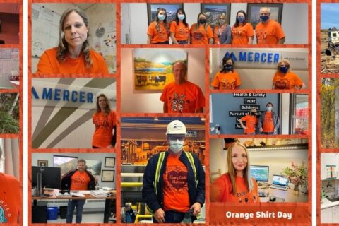 Mercer team members supporting Orange Shirt Day and the Day for Truth & Reconciliation