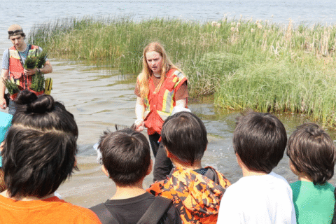 tour with elementary students at leddy lake